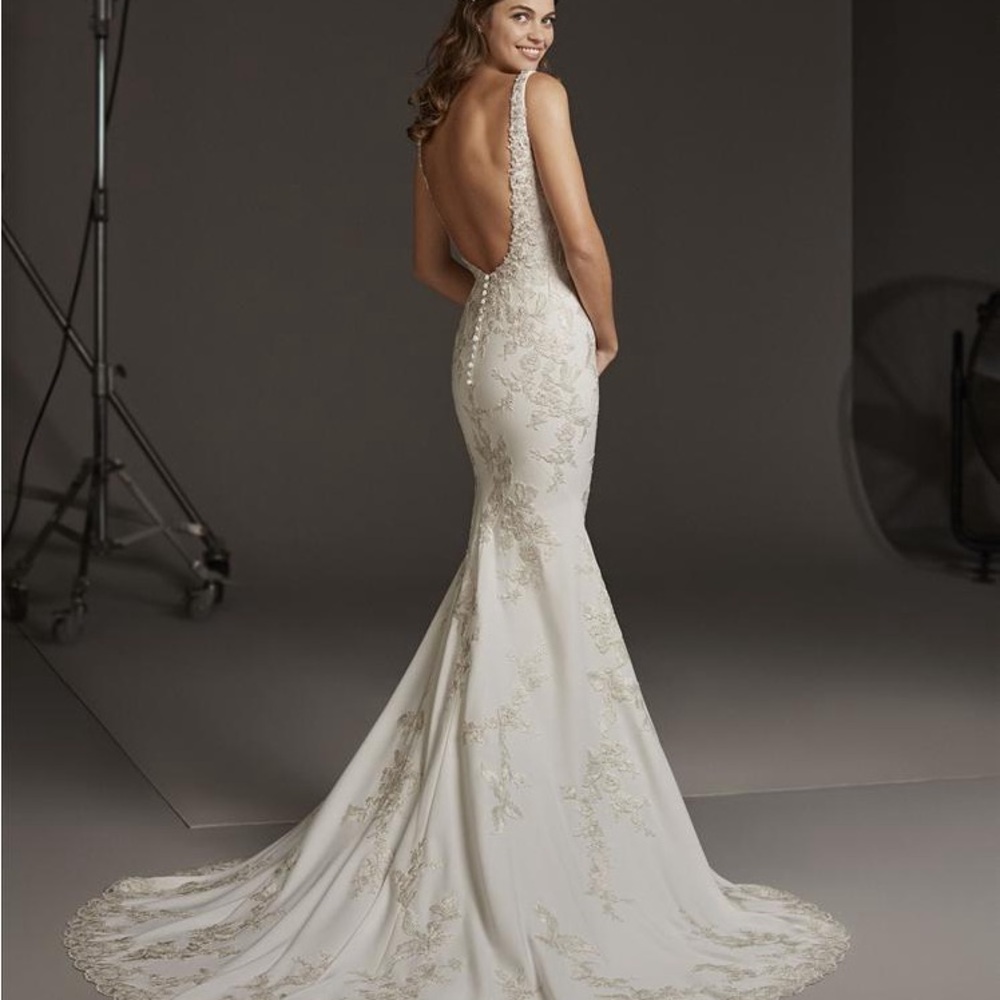 Pronovias White Lace Wedding Dress - Picture 2 of 5